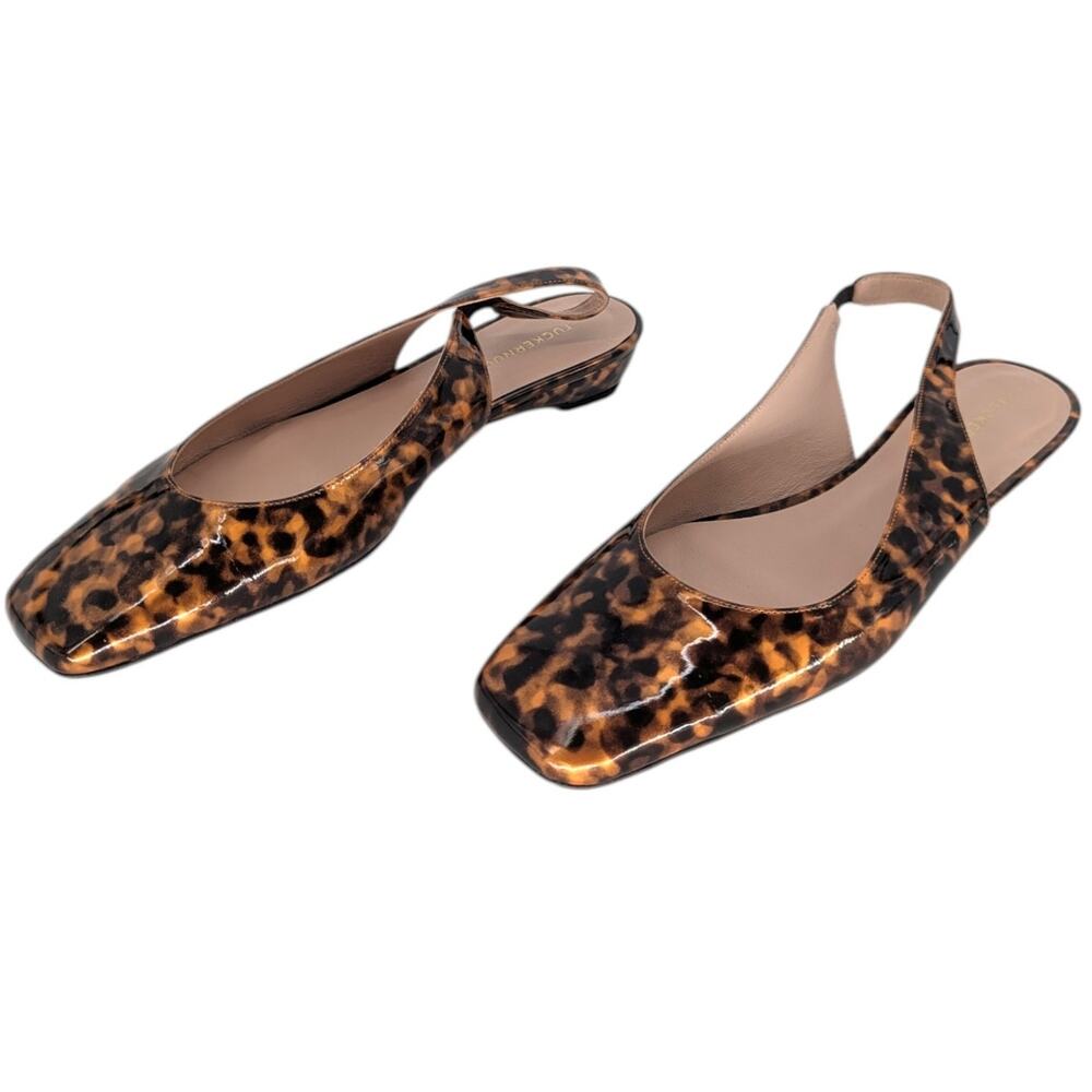 Tuckernuck Liv Slingback Flats Tortoise Patent Leather Square Toe 9.5 - Picture 4 of 8